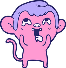 crazy cartoon monkey in bright neon color
