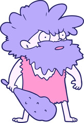 cartoon cave man in bright neon color