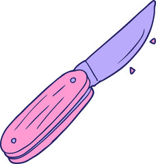 cartoon folding knife in bright neon color