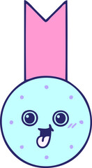 cute cartoon of a gold medal in bright neon color