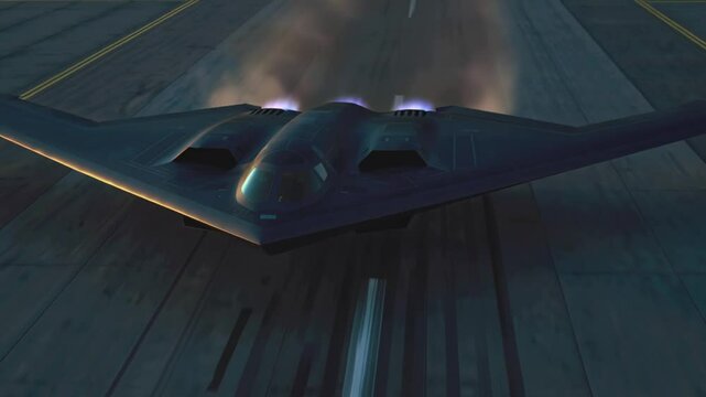 Stealth Bomber Taxiing On Runway Aircraft Takeoff Military Aviation Technology Modern Warfare Air