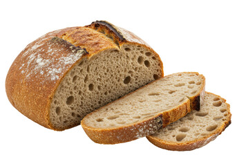 Isolated Sliced Loaf of Sourdough Bread with Rustic Crust