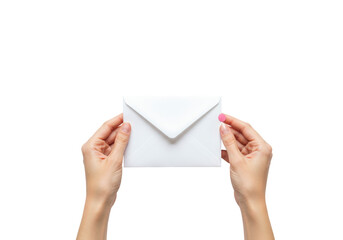 Isolated Hands Holding Blank White Envelope