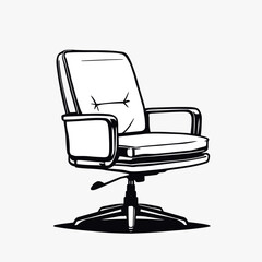 Isolated on a white background, this comfortable black leather office chair with wheels is an empty piece of contemporary business furniture