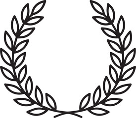 laurel wreath. simple empty wreath frame for award, certificate, trophy and more line art vector illustration. 