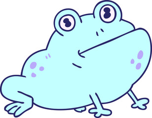 hand drawn quirky cartoon frog in bright neon color