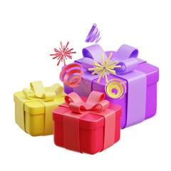 purple red and yellow Birthday Gifts 3d icon illustration