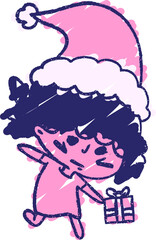 Christmas woman Chalk Drawing in bright neon color