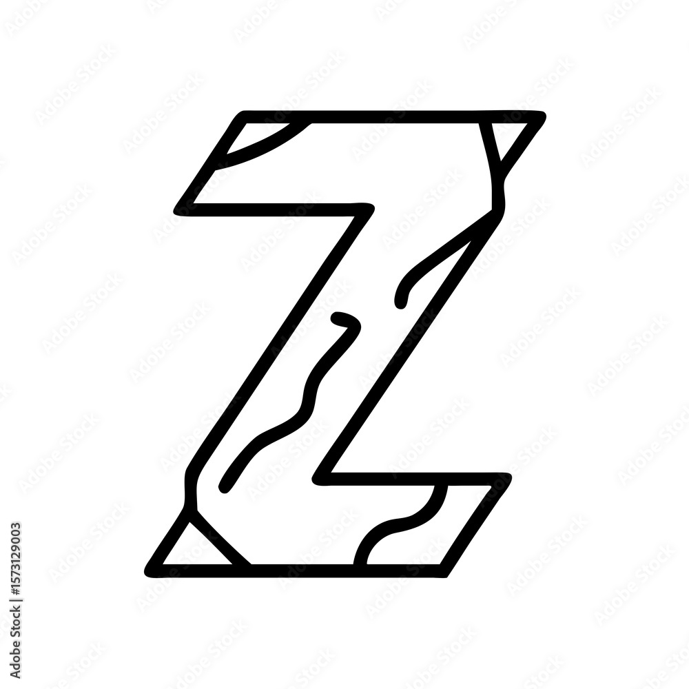 Poster abstract letter z design with unique texture and bold outline for modern graphic applications