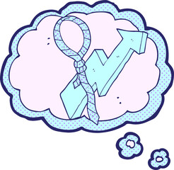 freehand drawn thought bubble cartoon work tie and arrow progress symbol in bright neon color