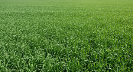 Obraz premium A lush green field of grass stretches to the horizon