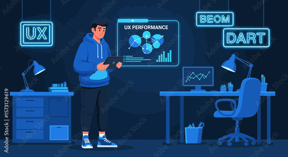 Poster analyzing ux performance data for web development with modern frameworks