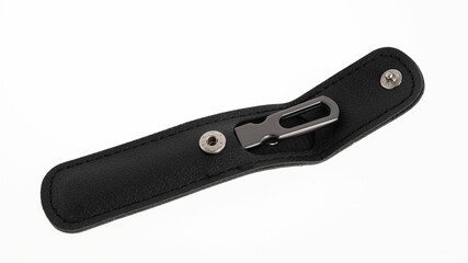 Leather keychain holder with metal clip