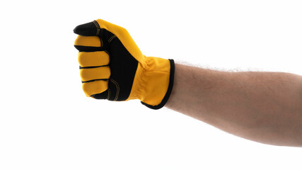 Gloved fist symbolizes strength and will