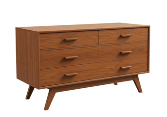 Isolated Mid-Century Modern Wooden Dresser with Tapered Legs