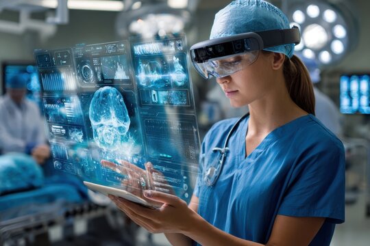 Medical professional uses augmented reality technology in a surgical setting for patient care