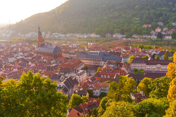 Aerial View Of Heidelberg City With River And Historical Building