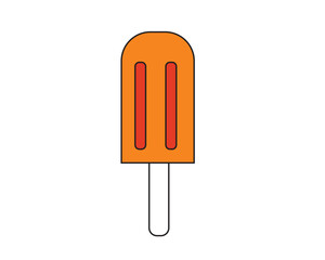 Minimal Flat Illustration of Orange Popsicle Ice Cream on White Background – Summer Dessert Icon


