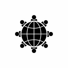 creative details Outline Globe with People Icon Location Icon vector illustration