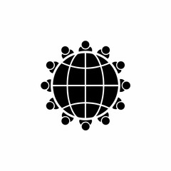 creative details Outline Globe with People Icon Location Icon vector illustration