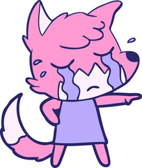 crying fox cartoon in bright neon color