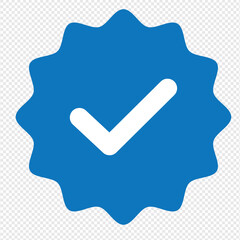 Blue tick check icon transparent png. social media verified badge vector illustration.