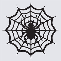 spider hanging from web icon silhouette vector art illustration, spider and web