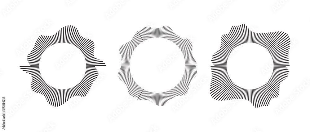 Aufkleber round border made with thin lines. abstract frame with wavy inner corners. circular lines pattern, r