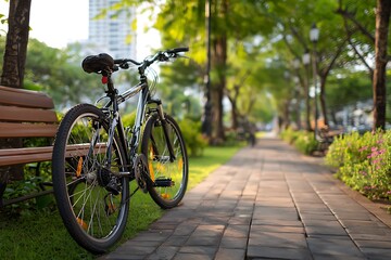 Fototapeta premium Serene Bicycle Path: Nature Escape and Cycling Adventure