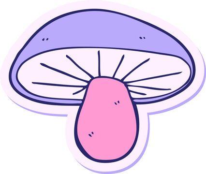 Naklejki sticker of a cartoon mushroom in bright neon color