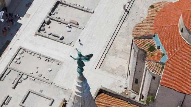 Aerial view of st donatus church and square, Croatia.