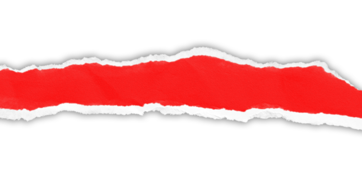 red ripped paper torn edges strips isolated on transparent background