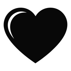 Black Heart Shape Icon Simple Graphic Design Element Monochrome Love Symbol white