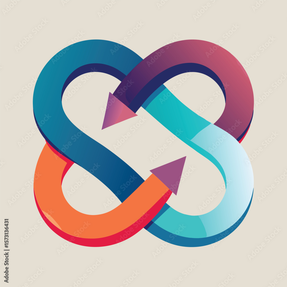 Poster abstract gradient arrows forming an intertwined loop symbolizing connectivity and collaboration