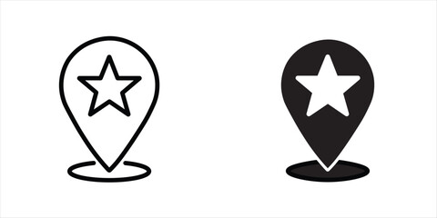 Favorite Location Star Pin Outline Icon