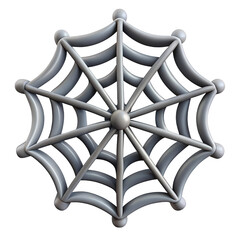 Stylized gray spider web with spheres isolated on transparent background