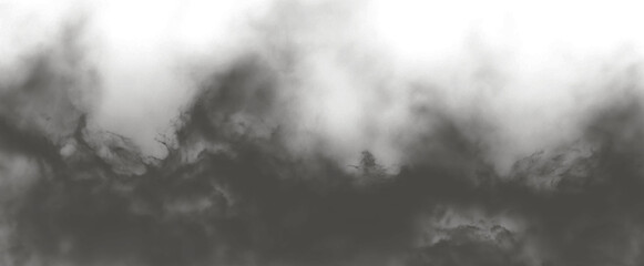 dark fog or smoke effect isolated on transparent white background. Steam explosion special effect. Effective texture of steam, fog, smoke png. Design elements