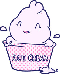 cute cartoon ice cream in bright neon color