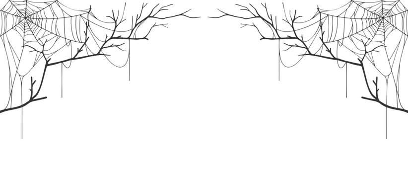 spooky Halloween dividers, spider web. vector eps