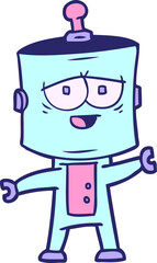 cartoon robot in bright neon color