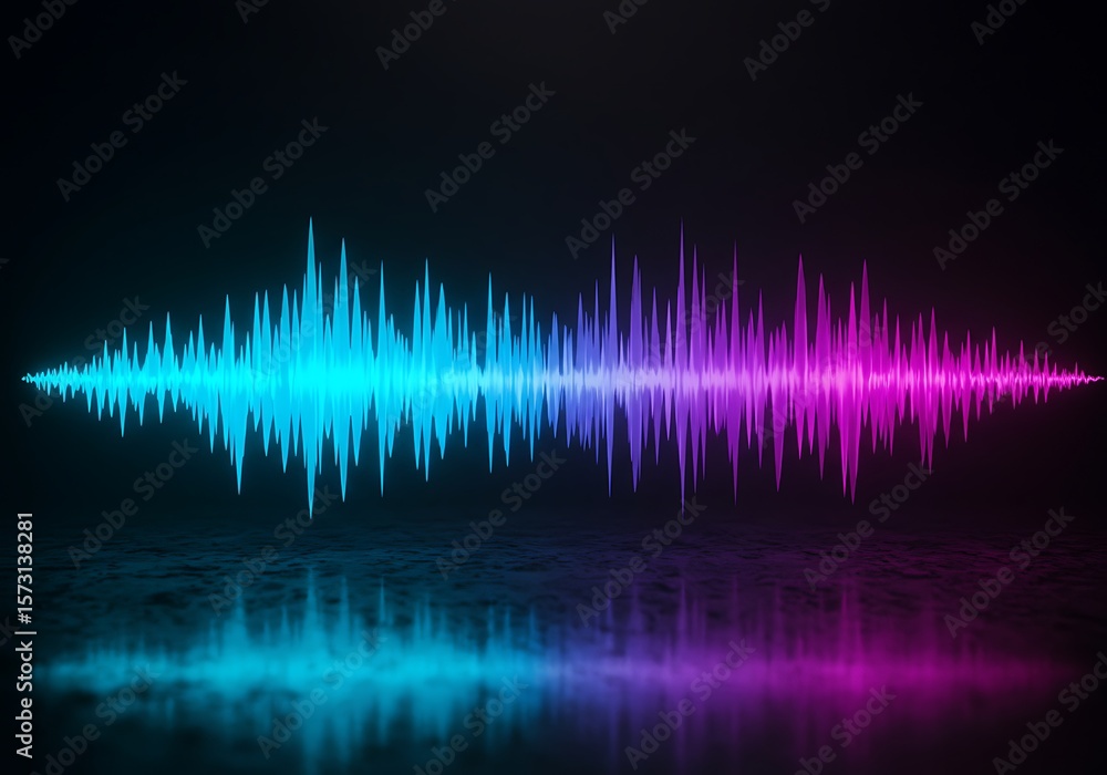 Poster abstract audio waveform with neon color effect