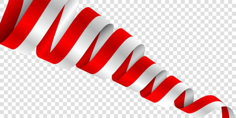 Fototapeta premium Indonesian flag ribbon rolled down design for indonesia independence day campaign