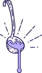illustration of a traditional tattoo style ladle of gravy in bright neon color