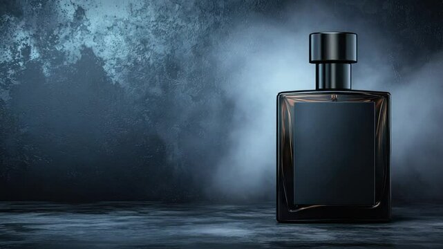 perfume bottle on black background