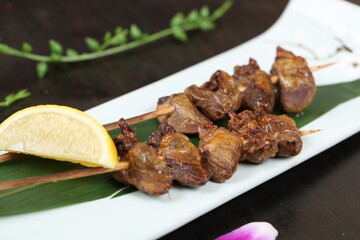 food, japanese cuisine, delicious, grilled chicken hearts