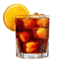 Glass of soda with an orange slice on top
