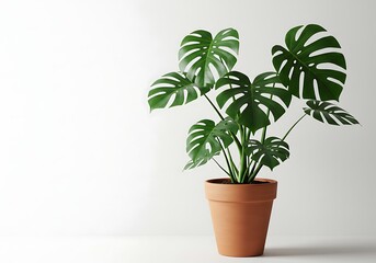 Obraz premium Monstera deliciosa plant in a terracotta pot