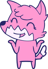 happy cartoon fox in bright neon color