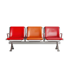 Red, orange and yellow bench is sitting on a white background