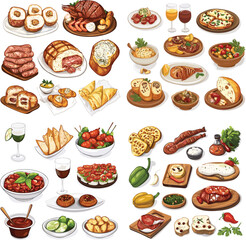 Set Food Isolated vector style on white background